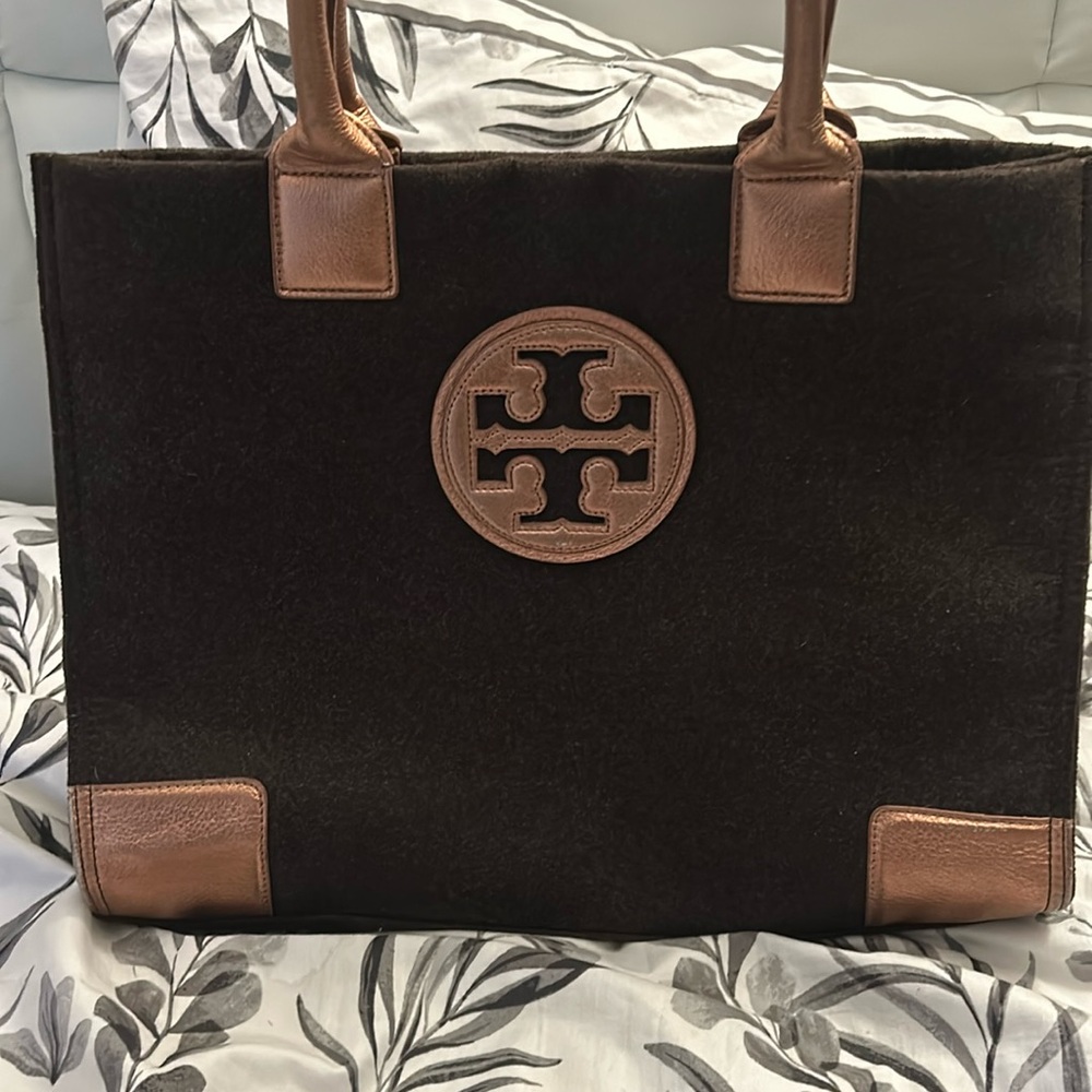 Tory Burch Ella Tote Bag Handbag Felt and Leather